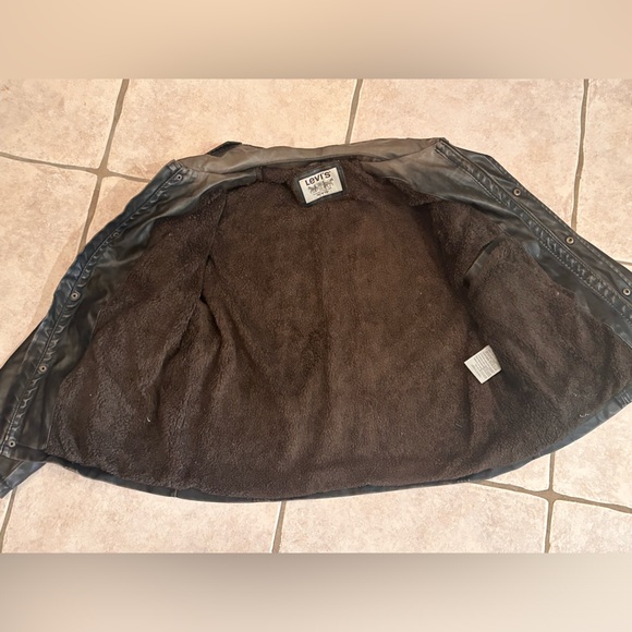Levi's Faux Leather Motorcycle Jacket Zippered Snap Button Brown Sz XL Excellent - Picture 5 of 7
